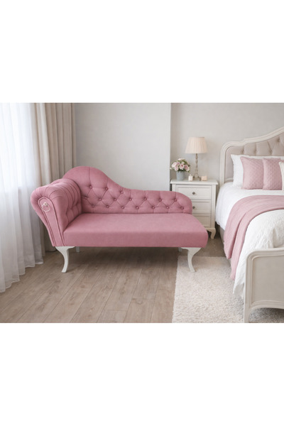aldagelsin Dekoratif Bihter Koltuğu Pembe Josephine Beyaz Ayak