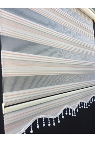 yağmur zebra Pudra Bembesi Sim Detaylı Pliseli Zebra Stor Perde