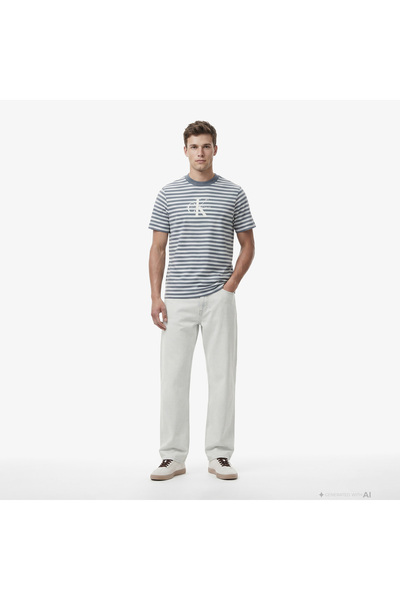 Calvin Klein Baggy Bleachout 205 Erkek Mavi Jean