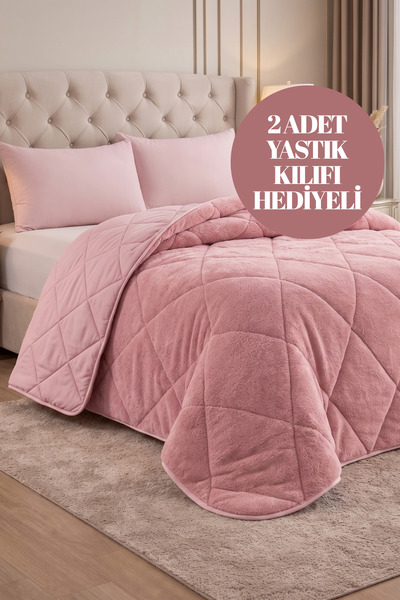 "YASTIK KILIFI HEDİYELİ" ÇİFT KİŞİLİK ÇİFT TARAFLI 195x215 WELSOFT YORGAN PUDRA
