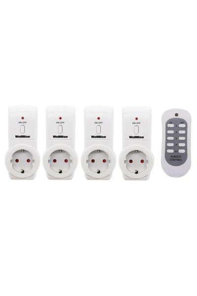 Wellhise Priz 4'lü Uzaktan Kumandalı Priz 4+1 3680W Çocuk Korumalı Priz
