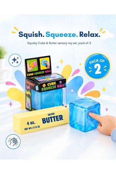 View star Squishy Cube & Butter Stress Relief Soft Sensory Squeeze Toy for Ki...