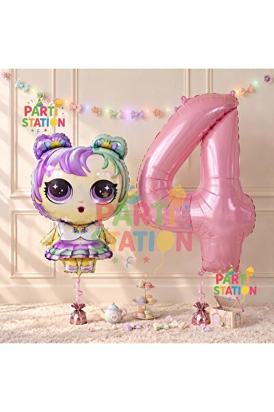 Parti Station LOL Baby 4 Year Old Balloon and Pink Number Balloon Birthday Pa...