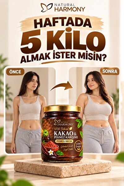 Natural Harmony Kilo-aldırıcı iştah-açıcı kilo alma boy uzatma Kakaolu, Pekme...
