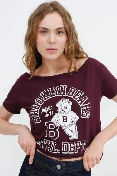 Addax Boat Neck Printed T-Shirt P1787