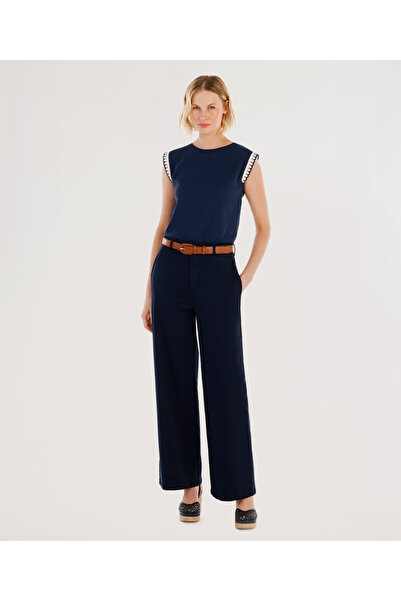 Yargıcı High Waist Comfortable Fit Pants with Belt Detail