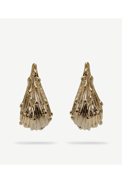 Yargıcı Drop Form Gold Earrings