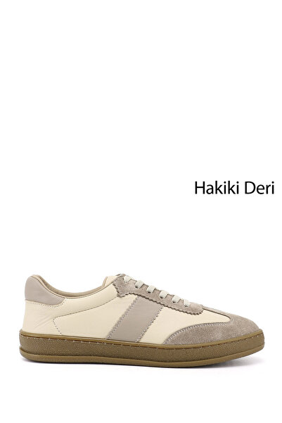 GÖNDERİ(R) Kadın Bej Bağcıklı Hakiki Deri Sneaker