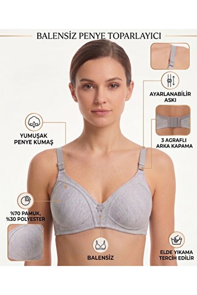 Ebru Unwired Combed Cotton Gathering Bra