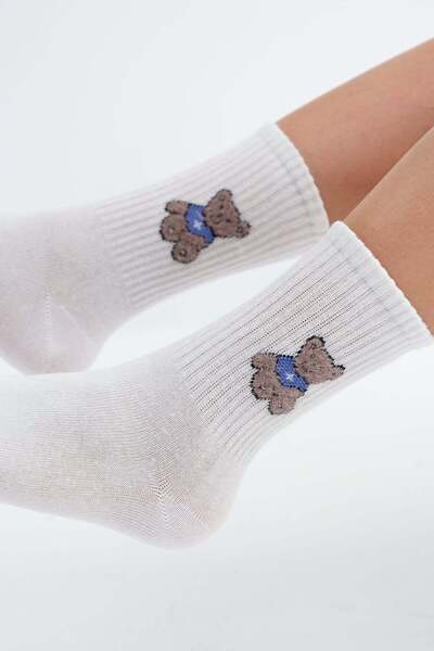 Addax Teddy Bear Patterned 3-Pack Socks Çrp3018