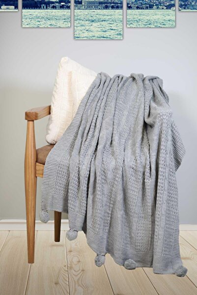 Elart Knitted Tv Blanket Sofa Shawl (130X170Cm) Gray