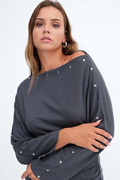 Addax Staple Detailed Long Sleeve Blouse B1052