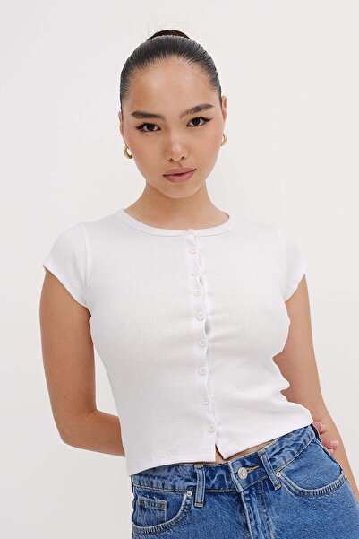 Addax Buttoned Basic T-Shirt P0377-J11