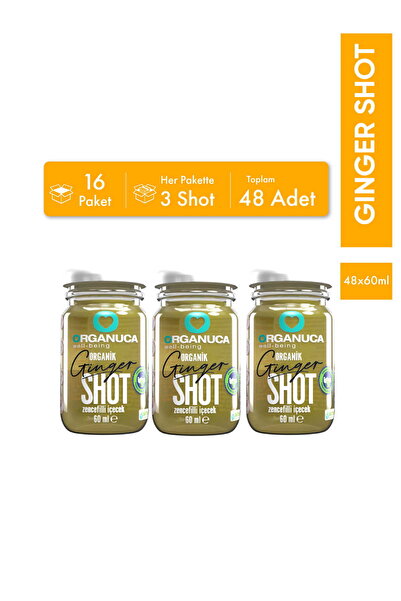 Organuca Avantajlı 16 Paket 3’lü Organik Zencefilli İçecek Ginger Shot 60 Ml-...