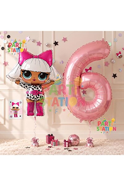 Parti Station Diva LOL Doll 6 Years Old Balloon and Pink Number Balloon Birth...