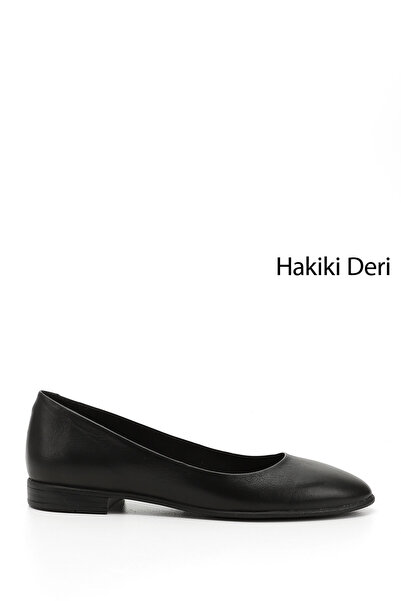 GÖNDERİ(R) Kadın Siyah Hakiki Deri Babet
