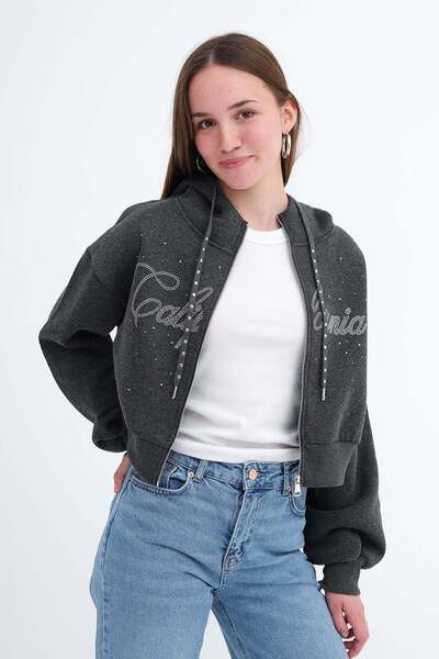 Addax Shiny Stone Embellished Sweatshirt H02450