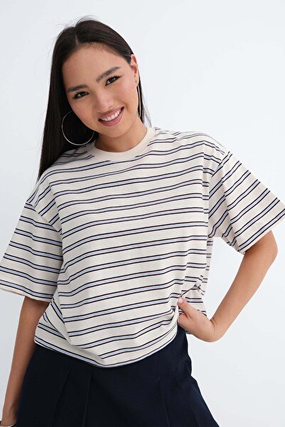 Addax Crew Neck Striped T-Shirt P10680