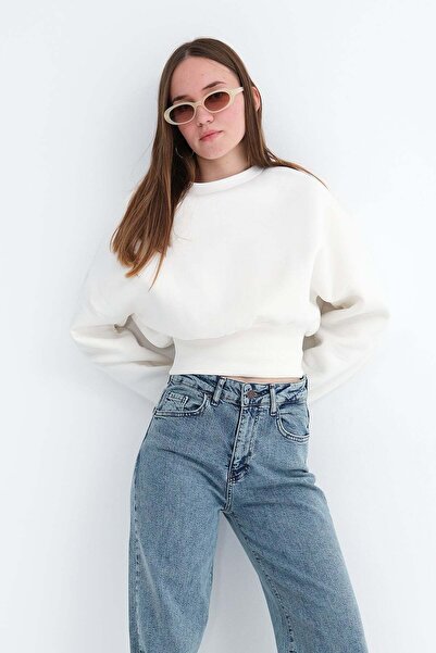 Addax Şardonlu Crop Sweatshirt S13358