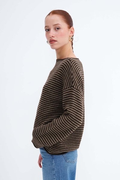 Addax Striped Knitwear Sweater K3524