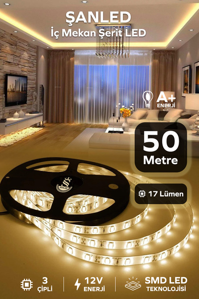 ŞANLED 3 Çipli Iç Mekan Şerit Led Tüm Mekanlar-(trafosuz) 5,10,20,30,40,50,100m