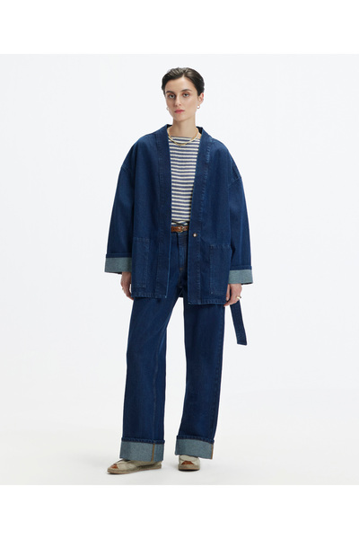 Yargıcı Kemer Detaylı Non Denim Pardösü