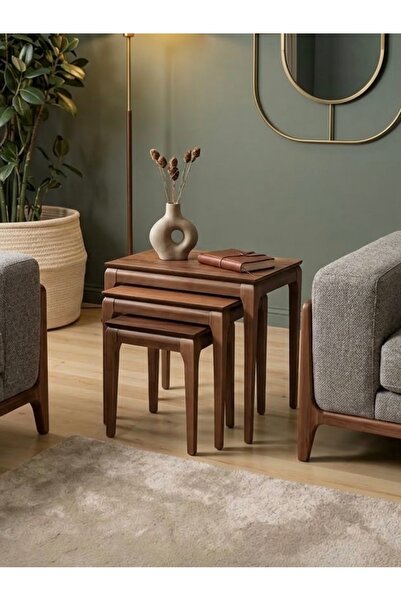 cemaks home Doğal ceviz kaplamalı royal zigon sehpa
