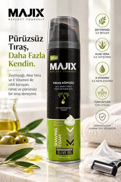 Majix Tıraş Köpüğü 200 ml - Olive Oil