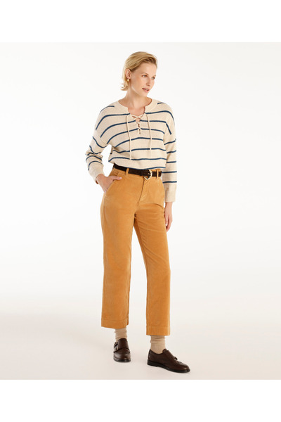 Yargıcı Comfortable Straight Leg High Waist Trousers with Back Pocket Detail