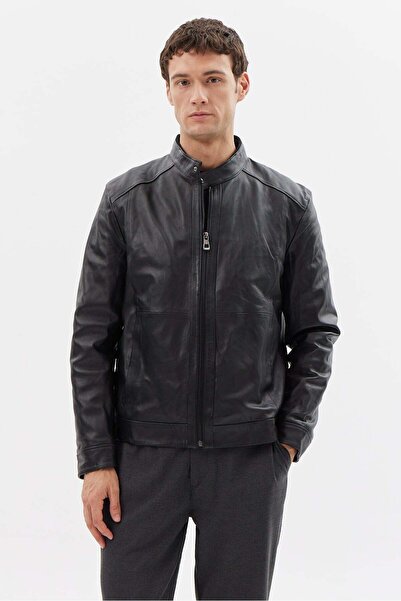 PAULMARK Men's Regular Leather Coat