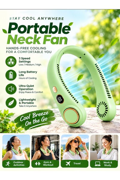 Generic Bladeless Neck Fan with LED Display, Portable Personal Fan with 80 Ve...