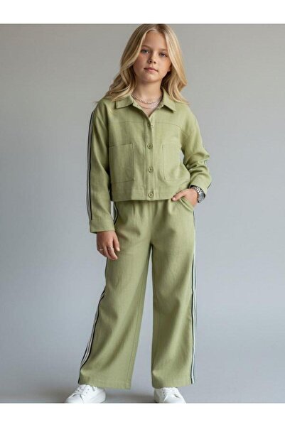 Zekids Κοριτσίστικο παντελόνι με ρίγες και φαρδιά μπατζάκια
