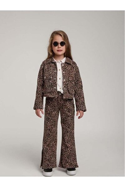 Zekids Κοριτσίστικο παντελόνι Lycra Leopard Slit Flare Leg