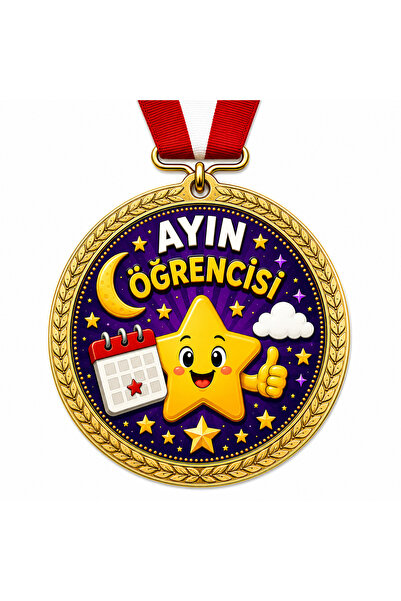 1 Adet Ayın Öğrencisi Madalyası - Dijital Baskılı 1. Kalite Madalya