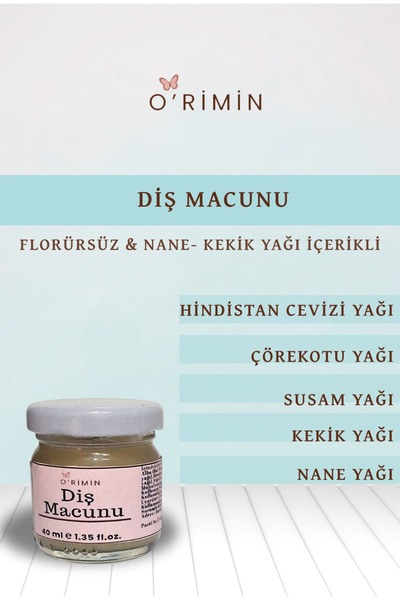 ORimin Doğal Diş Macunu– Hindistan Cevizi Yağı, Bentonit Kil, Nane & Çörekotu...