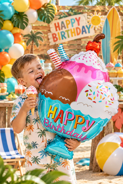 Parti dolabı Ice Cream Foil Balloon Summer Pool Colorful Spring Themed Birthd...