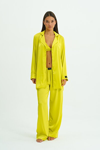 WAQUIN Citrus Glow Trio 4 Piece Satin Pajama Set