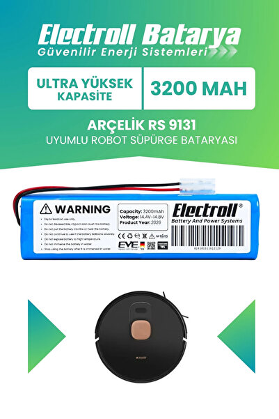 ELECTROLL Arçelik Imperium Robo Rs 9131 Uyumlu Batarya (ULTRA YÜKSEK KAPASİTE...