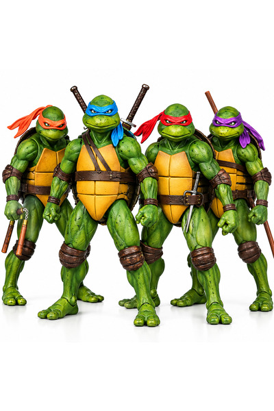 Mutluanlar Hediyelik 4 Adet Büyük Boy Genç Mutant Ninja Kaplumbağalar 3 Boyut...