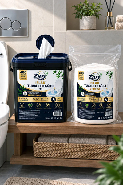 zipy Islak Tuvalet Kağıdı Kovalı Yedek`li