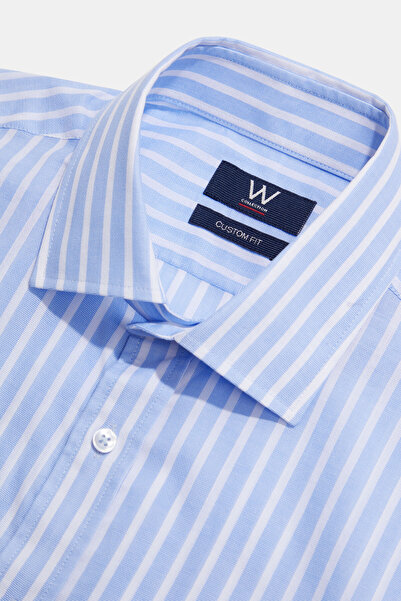 W Collection MAVİ UZUN KOLLU ÇİZGİLİ GÖMLEK