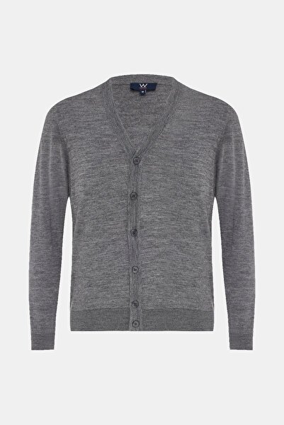W Collection GRİ MELANJ V YAKA UZUN KOLLU HIRKA