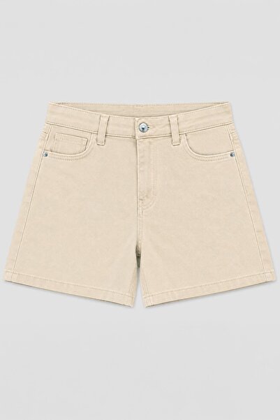 blue white Women's High Waist Bermuda Ecru Jean Shorts