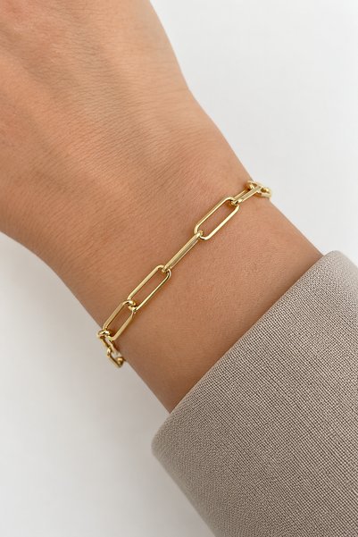 Leo'Stone Cm Jewelry Gold Color Paperclip Chain Minimal Women's Steel Bracele...
