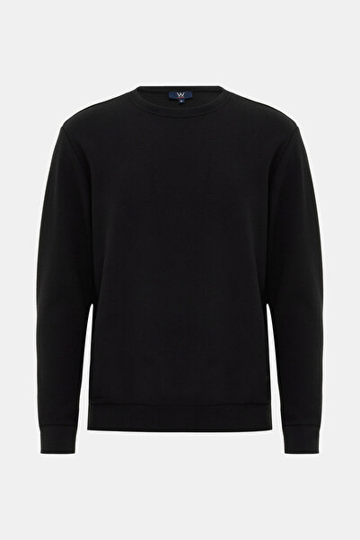 W Collection SİYAH BİSİKLET YAKA UZUN KOLLU SWEATSHIRT