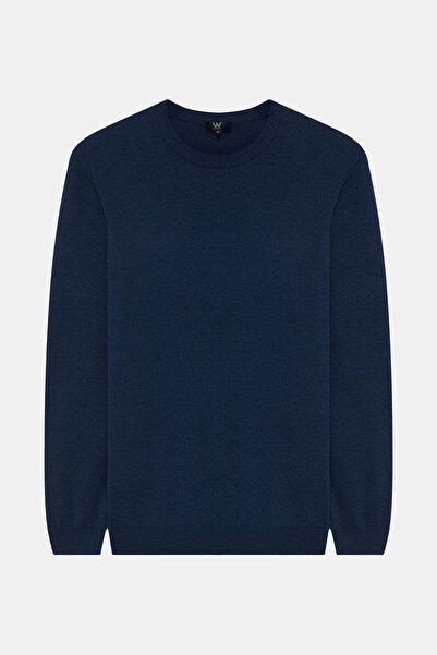 W Collection İNDİGO POLO YAKA UZUN KOLLU KAZAK