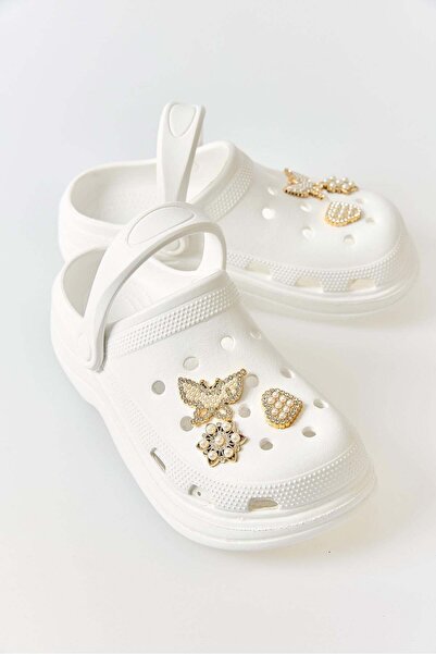 Juuuj White, Lightweight, Soft-Soled, Comfortable-Shaped Sabo Slippers with G...