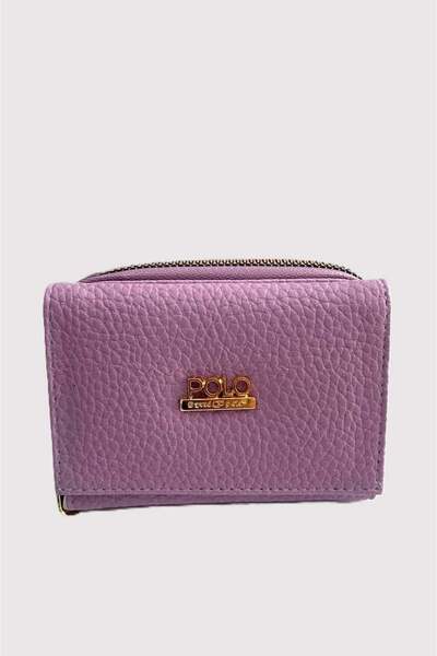 Juuuj Lilac Textured Faux Leather Multi-Functional Mini Wallet with Zippered ...