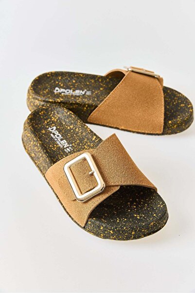 Juuuj Tan Suede Textured Soft Anatomical Sole Non-Slip Structure Single Strap...