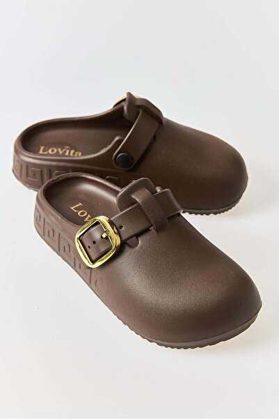 Juuuj Brown Closed-Front Single Buckle Detailed Non-Slip Sole Safe Use Comfor...